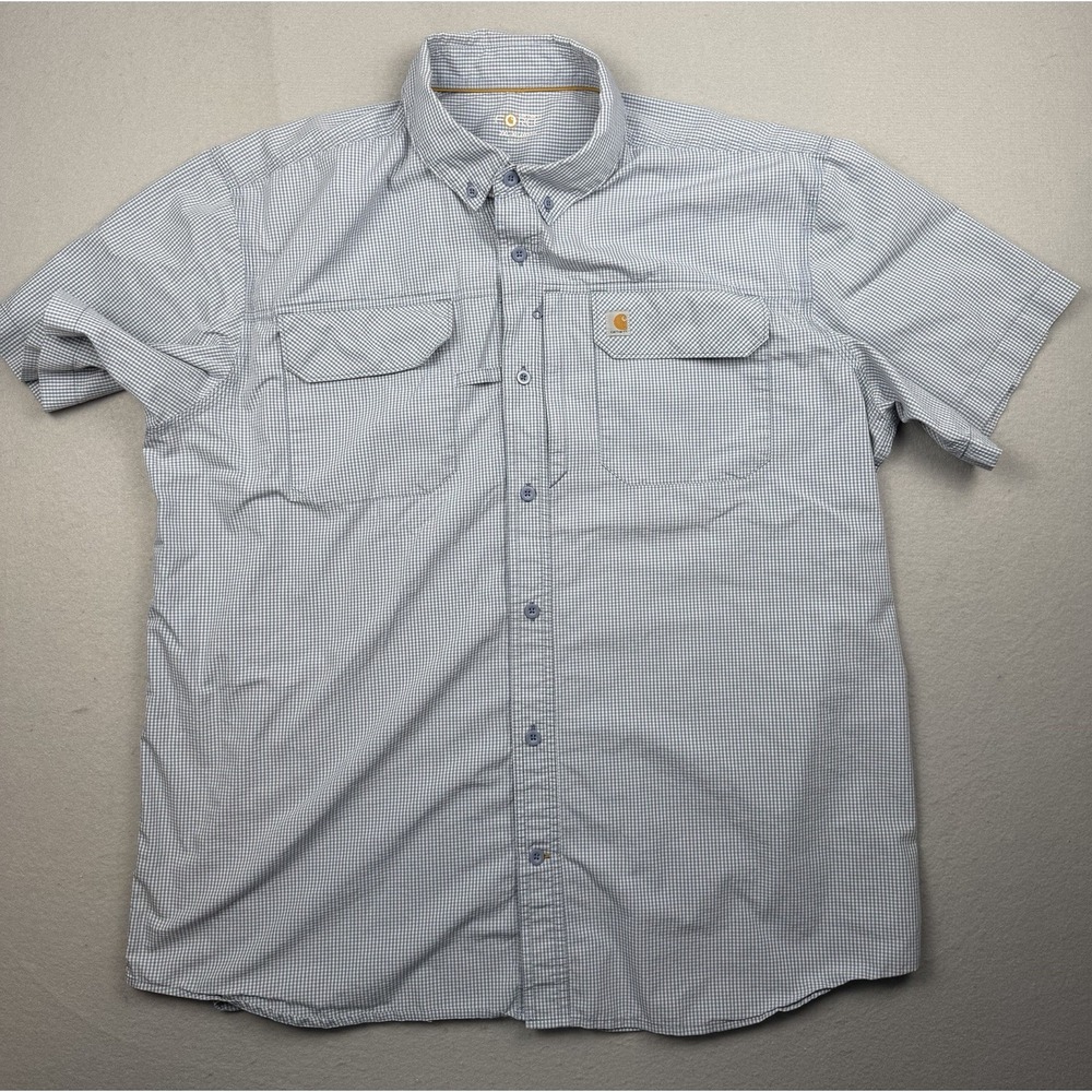 CARHARTT Force Men's 2XL Blue Vented Relaxed Fit Short Sleeve Button Shirt